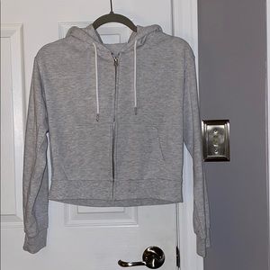 Cropped grey zip up hoodie